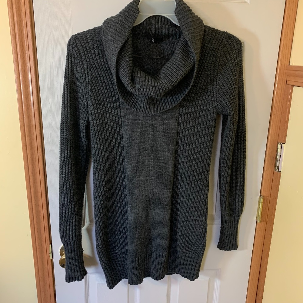 Grey turtleneck sweater dress